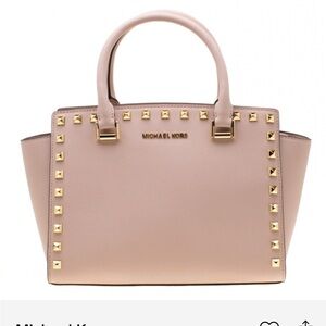 Michael Kors Selma Blush Pink Satchel with Gold Studs Like New! No tags